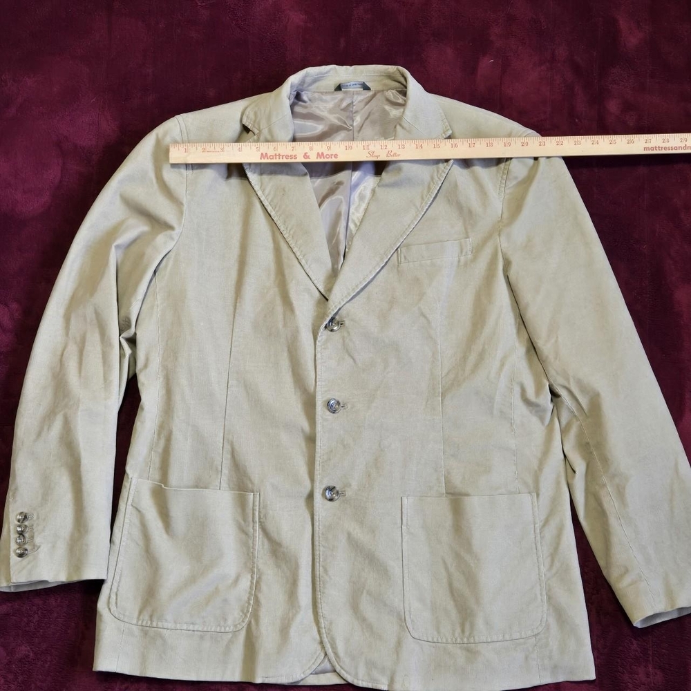 Eddie Bauer Men's Beige Corduroy Blazer L Tall Three-Button Utility Sport